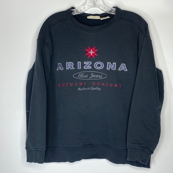Vintage Arizona Jeans Black Grunge Sweatshirt Size Medium - Picture 1 of 6